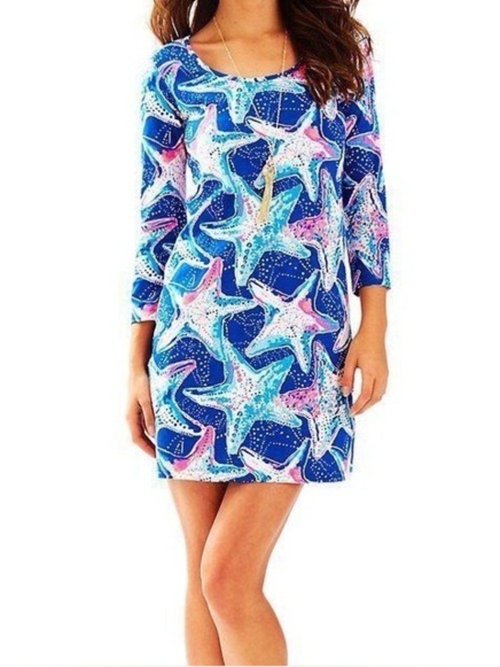 Lilly Pulitzer Beacon Dress "Indigo Star Struck" starfish pattern